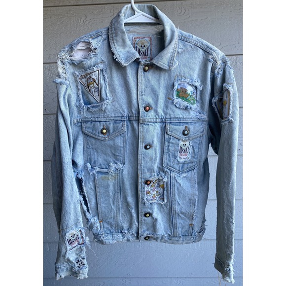 Disney Jackets & Blazers - COLLECTORS DISNEY CHARACTER DISTRESSED DENIM JACKET MICKEY MINNIE DONALD DAISY S